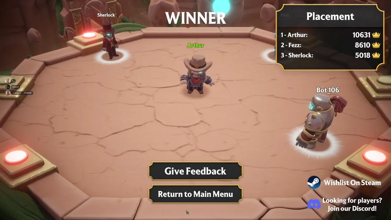 Match over — final placements on the board